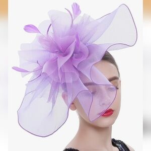 NEW! Elegant Lavender  Fascinator Hat with Feathers